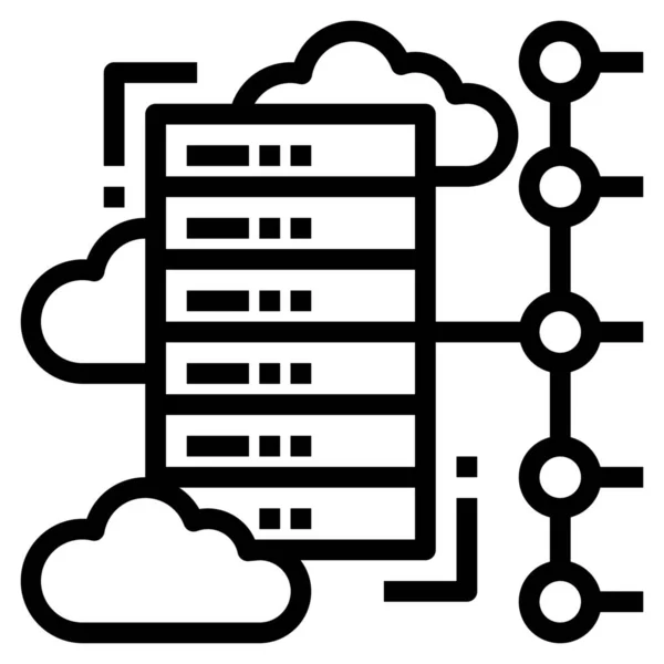 Icono Datos Computación Nube Estilo Esquema — Vector de stock