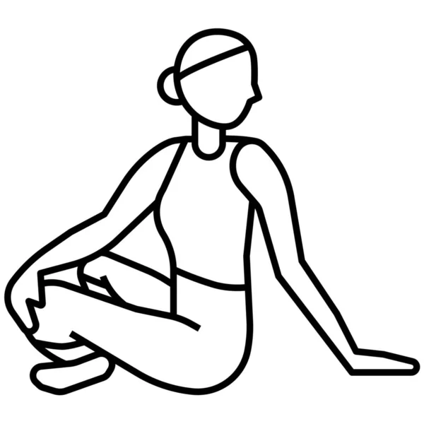 Pose Twist Icono Yoga Estilo Esquema — Vector de stock