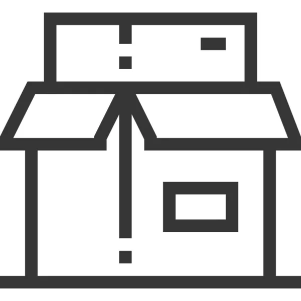 Icono Diseño Gráficos Cartón Caja Estilo Esquema — Vector de stock