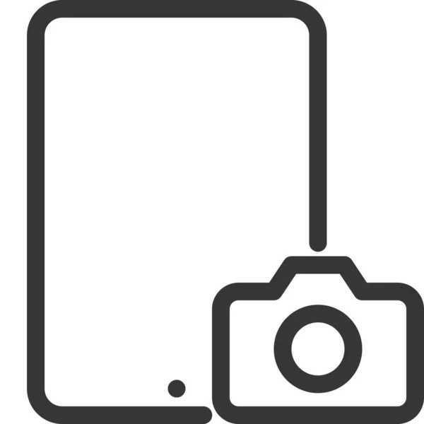 Kamera Dator Mobil Ikon Översikt Stil — Stock vektor