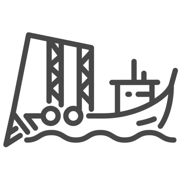 Bateau Pêche Icône Bateau Dans Style Outline — Image vectorielle