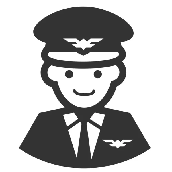 Repülőszemélyzet Pilóta Kapitány Ikon Szilárd Stílusban — Stock Vector