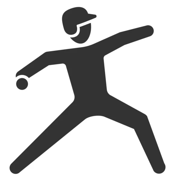 Икона Бейсболиста Твердом Стиле — стоковый вектор