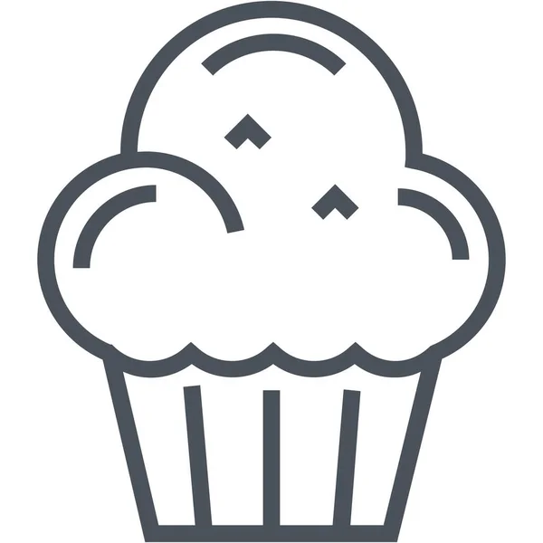 Muffin Outline Food Drinks Symbol Outline Stil — Stockvektor