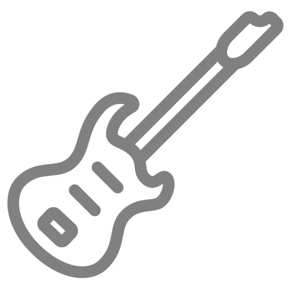 Ikon Instrumen Gitar Listrik Dalam Gaya Outline - Stok Vektor
