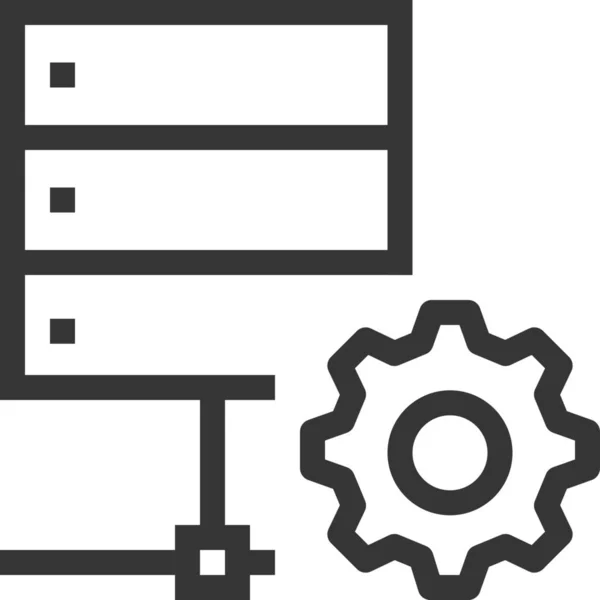 Tandwiel Computer Database Icoon Outline Stijl — Stockvector