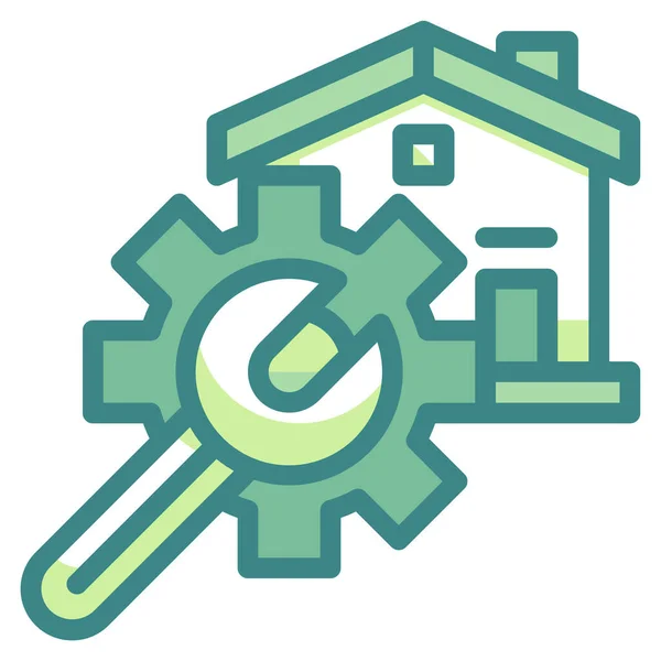 Gear Home House Icon — Stock Vector