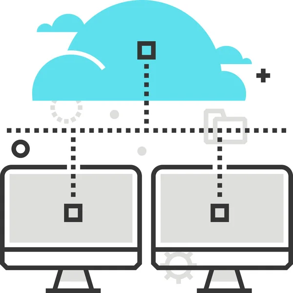 Icône Données Ordinateur Nuage Dans Style Contour Rempli — Image vectorielle