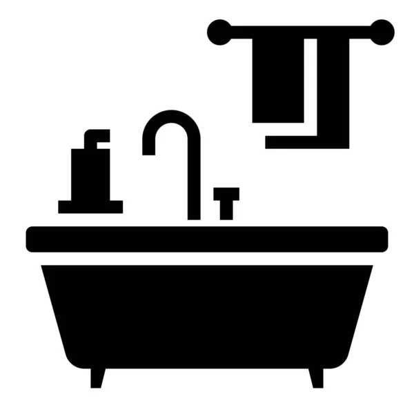 Cuarto Baño Bañera Icono Del Hogar Categoría Muebles Decoraciones Para — Vector de stock