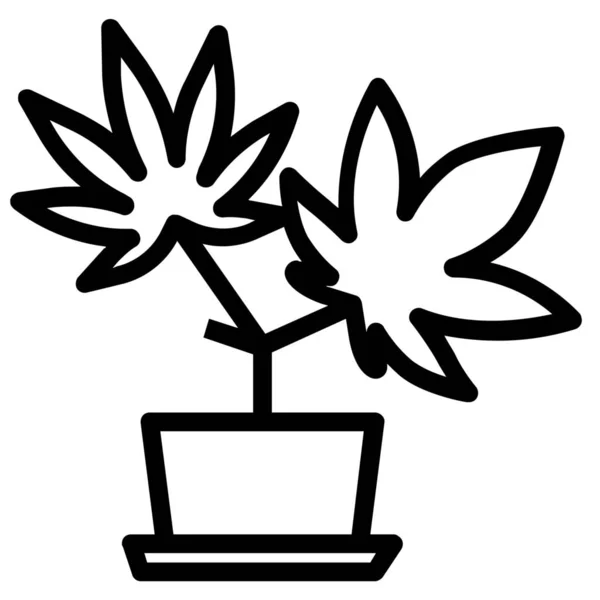 Cannabis Chanvre Marijuana Icône Dans Style Contour — Image vectorielle