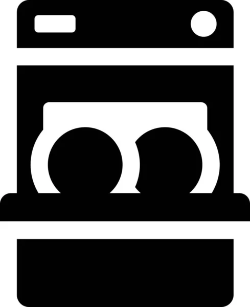 食器洗い機ソリッドスタイルのキッチンアイコン — ストックベクタ