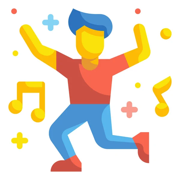 Bailarín Hombre Disco Icono Categoría Año Nuevo — Vector de stock