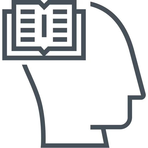 Buch Gehirn Konzept Symbol Outline Stil — Stockvektor