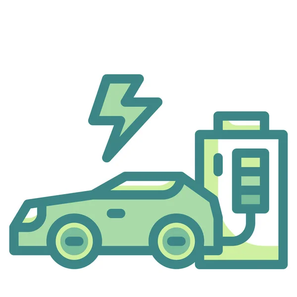 Otomobil Ekolojisi Elektrik Simgesi Doldurulmuş Dış Hat Biçimi — Stok Vektör