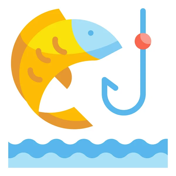 Мероприятия Рыбалка Икона Природы Плоском Стиле — стоковый вектор