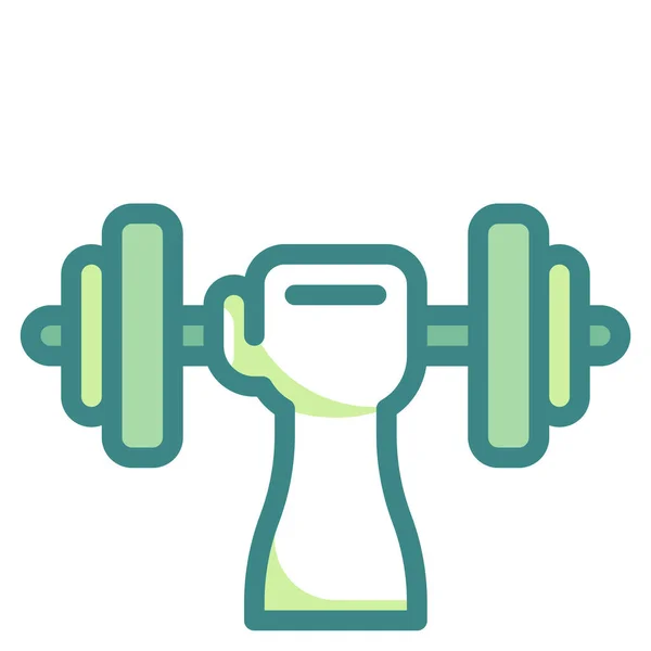 Mancuerna Icono Mano Gimnasio Estilo Contorno Lleno — Vector de stock