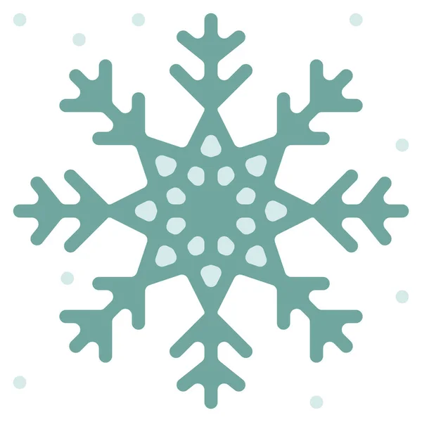 Kerstmis Koude Sneeuwvlok Pictogram Platte Stijl — Stockvector