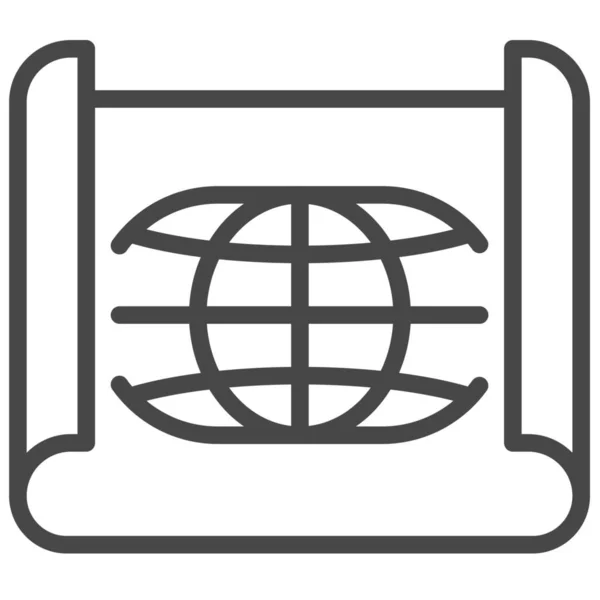 Иконка Глобальной Международной Карты Стиле Outline — стоковый вектор