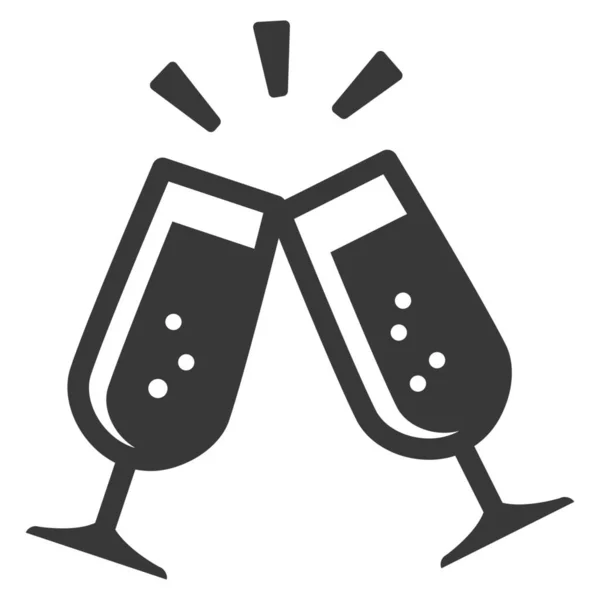 Slavit Šampaňské Cinknutí Brýle Ikona Pevném Stylu — Stockový vektor