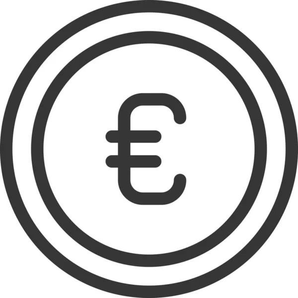 Bancaire Munt Euro Pictogram Contouren Stijl — Stockvector