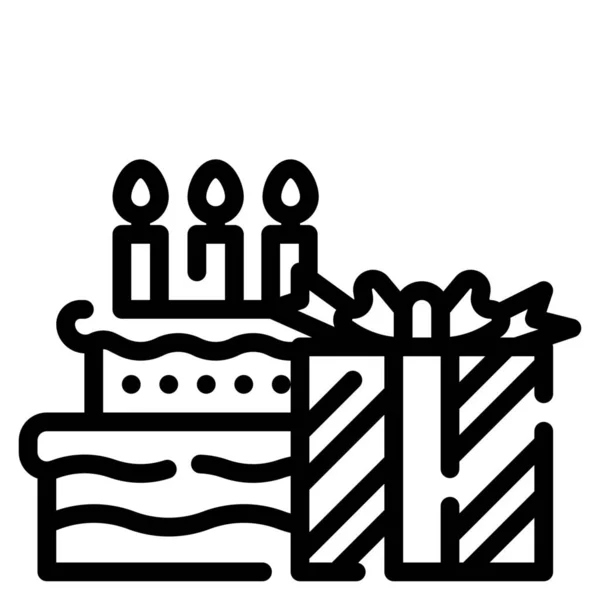 Verjaardagstaart Geschenkdoos Pictogram — Stockvector
