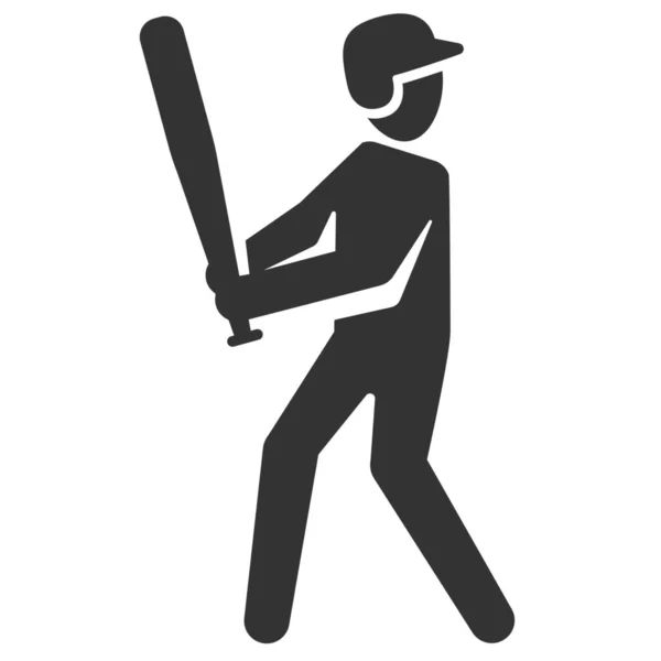 Baseball Batter Batting Icon Solid Style — Stock Vector