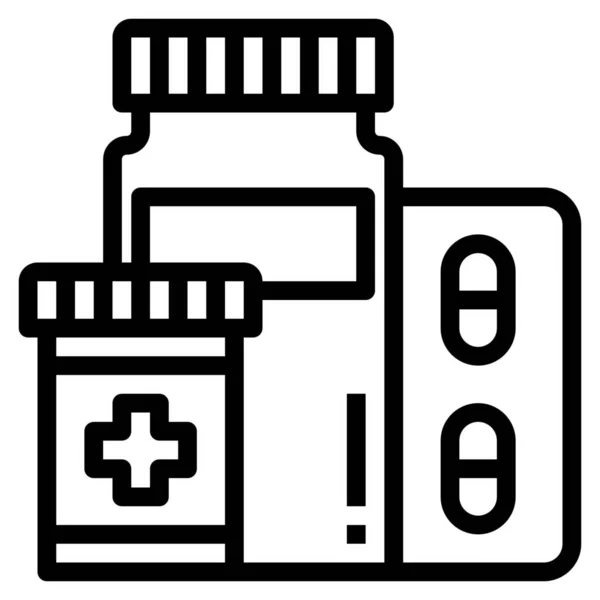 Medicamentos Icono Medicación Hospitalaria Estilo Esquema — Vector de stock