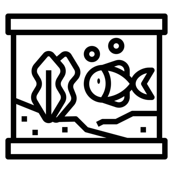 Aquarium Décor Poisson Icône Dans Style Contour — Image vectorielle