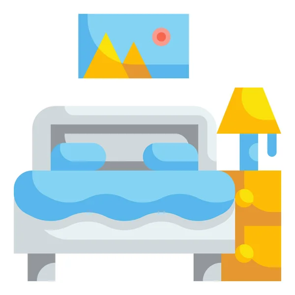 Cama Dormitorio Muebles Icono — Vector de stock