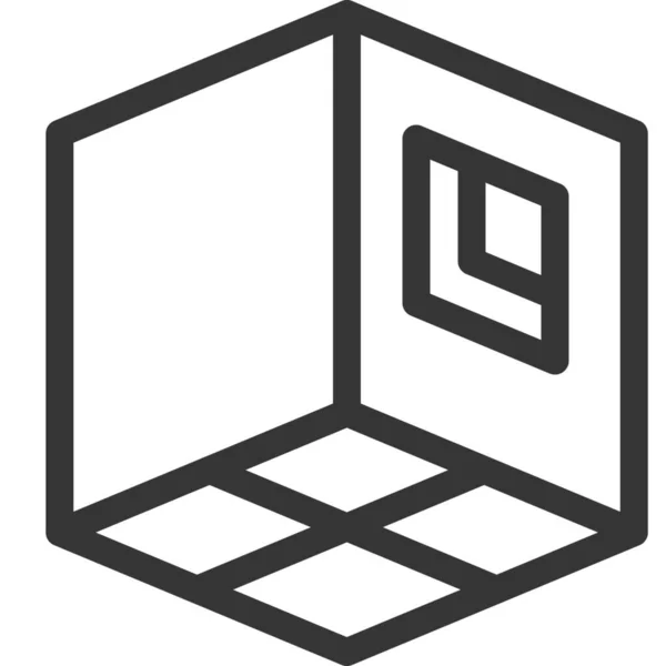 Ícone Cubos Computador Blueprint Estilo Esboço —  Vetores de Stock