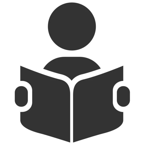 Czytnik Edukacyjny Ikona Czytania Stylu Solid — Wektor stockowy