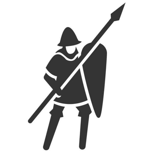 Infantry Medieval Soldier Icon Solid Style — Stock Vector