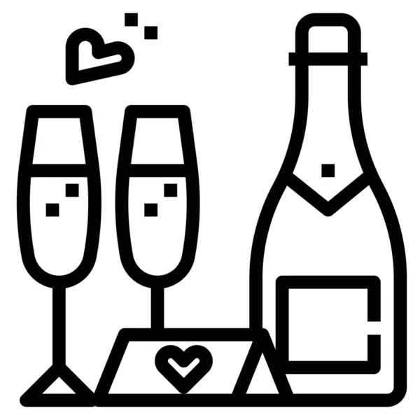 Celebration Drinks Honeymoon Icon Outline Style — Stock Vector