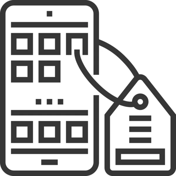 Applicatie Apps Mobiele Telefoon Pictogram Outline Stijl — Stockvector