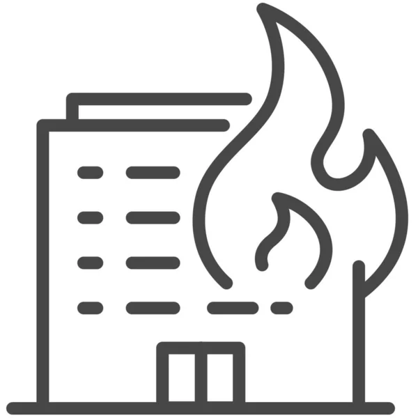 Building Burn Emergency Icon Outline Style — Stock Vector