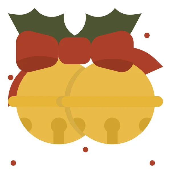 Bells Christmas Ribbon Icon Стилі Flat — стоковий вектор