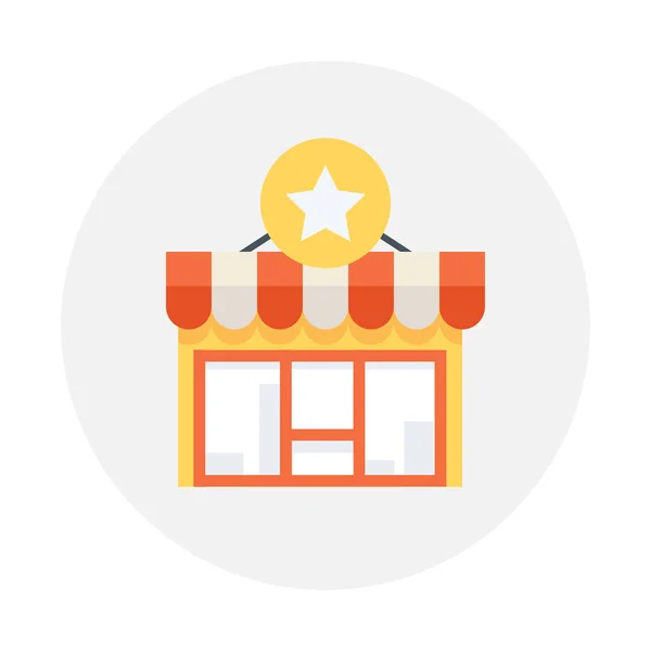 Tienda Online Shopping Store Icono Plano Estilo Plano — Vector de stock