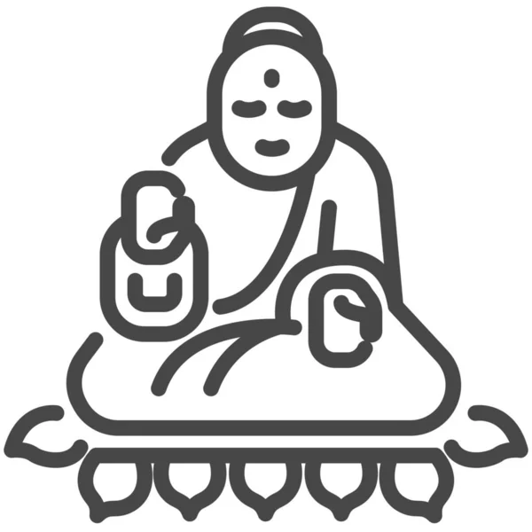 Icône Emblématique Buddha Hong Kong Dans Style Outline — Image vectorielle