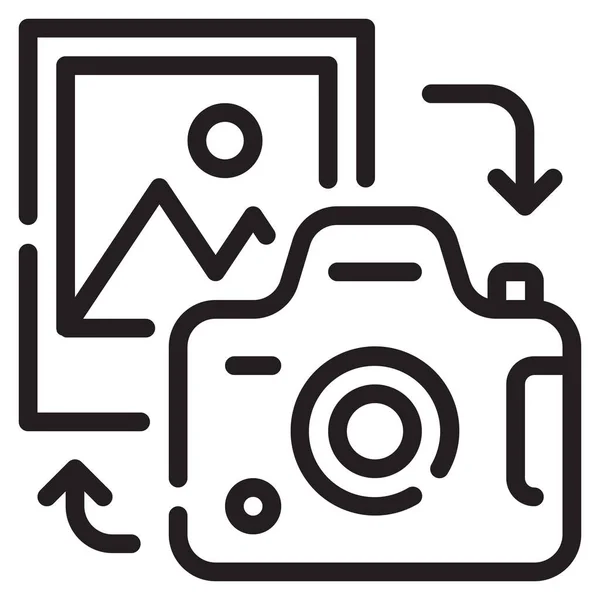 Fotografía Cámara Icono Estilo Esquema — Vector de stock