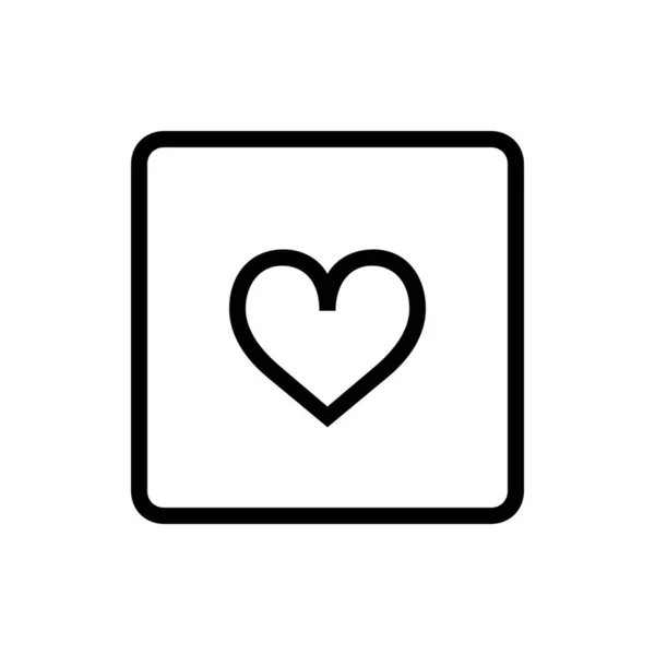 Icône Carrée Signe Coeur Dans Style Contour — Image vectorielle