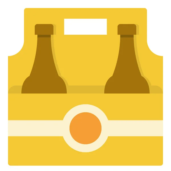 Bier Fles Verpakking Pictogram Platte Stijl — Stockvector