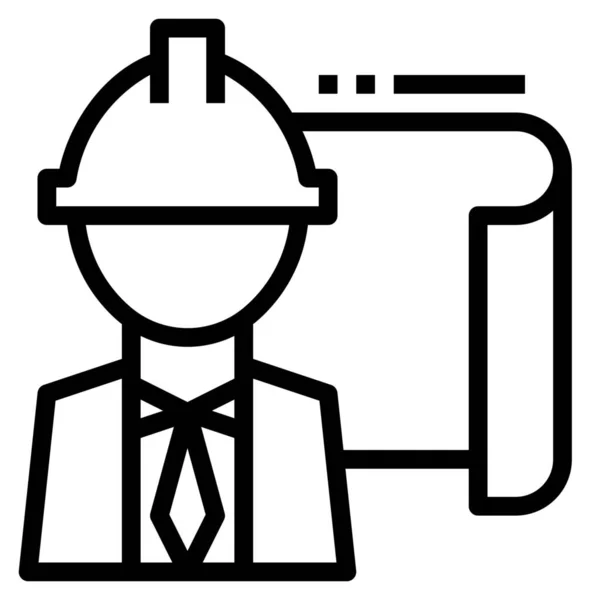 Architect Engineer Industry Icon Outline Style — Stock Vector