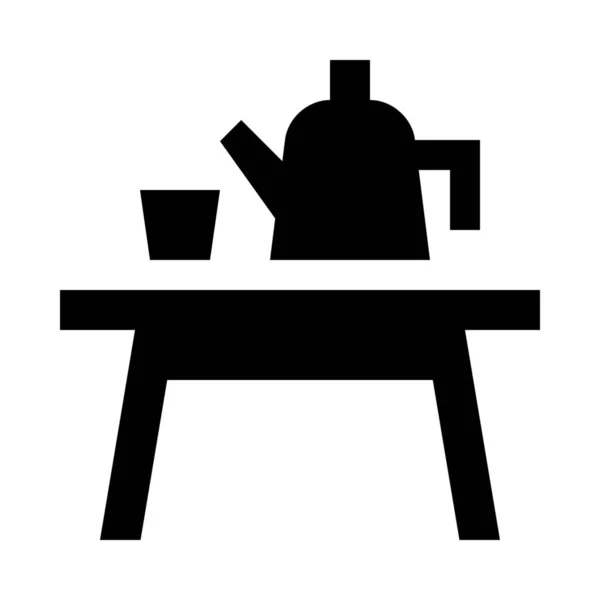 Mesa Muebles Tetera Icono — Vector de stock