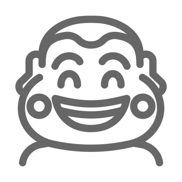 Chinese Happy Man Icon Outline Style — Stock Vector