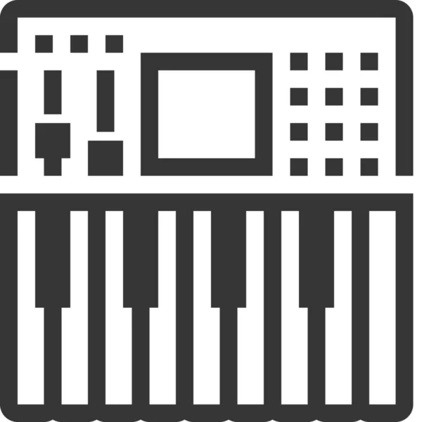 Tastatur Midi Symbol Outline Stil Komponieren — Stockvektor