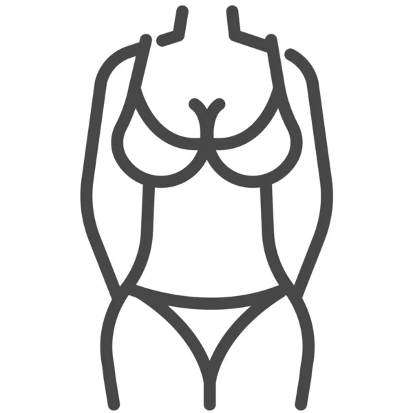 Bikini Body Weibliche Ikone Outline Stil — Stockvektor