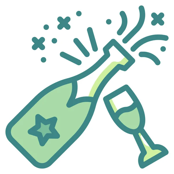 Bouteille Célébration Champagne Icône — Image vectorielle