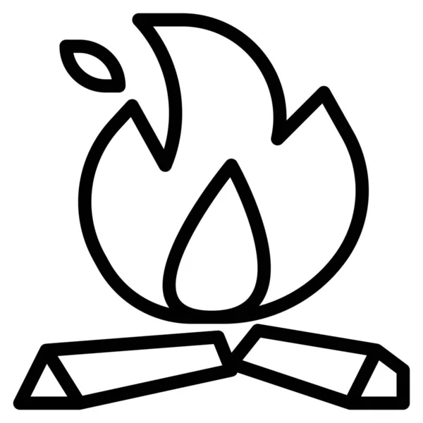 Fuego Hoguera Icono Fuego Carbón Estilo Esquema — Archivo Imágenes Vectoriales