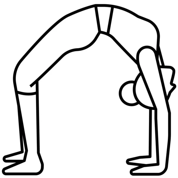 Pose Wiel Yoga Icoon Outline Stijl — Stockvector