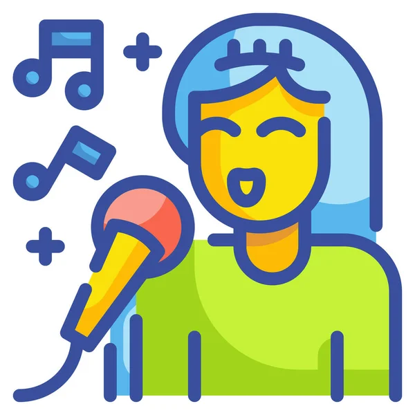 Icona Musica Karaoke Compleanno Stile Contorno Riempito — Vettoriale Stock